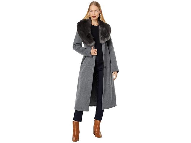 Vince Camuto Wool Coat w/ Faux Fur V20741-ZU (Medium Grey) Women's Coat Product Image