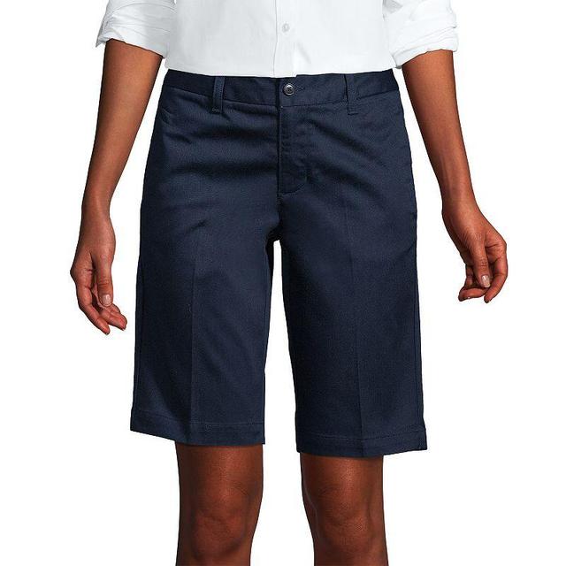 Womens Tall Lands End School Uniform 12 Plain Front Blend Chino Shorts Classic Blue Product Image