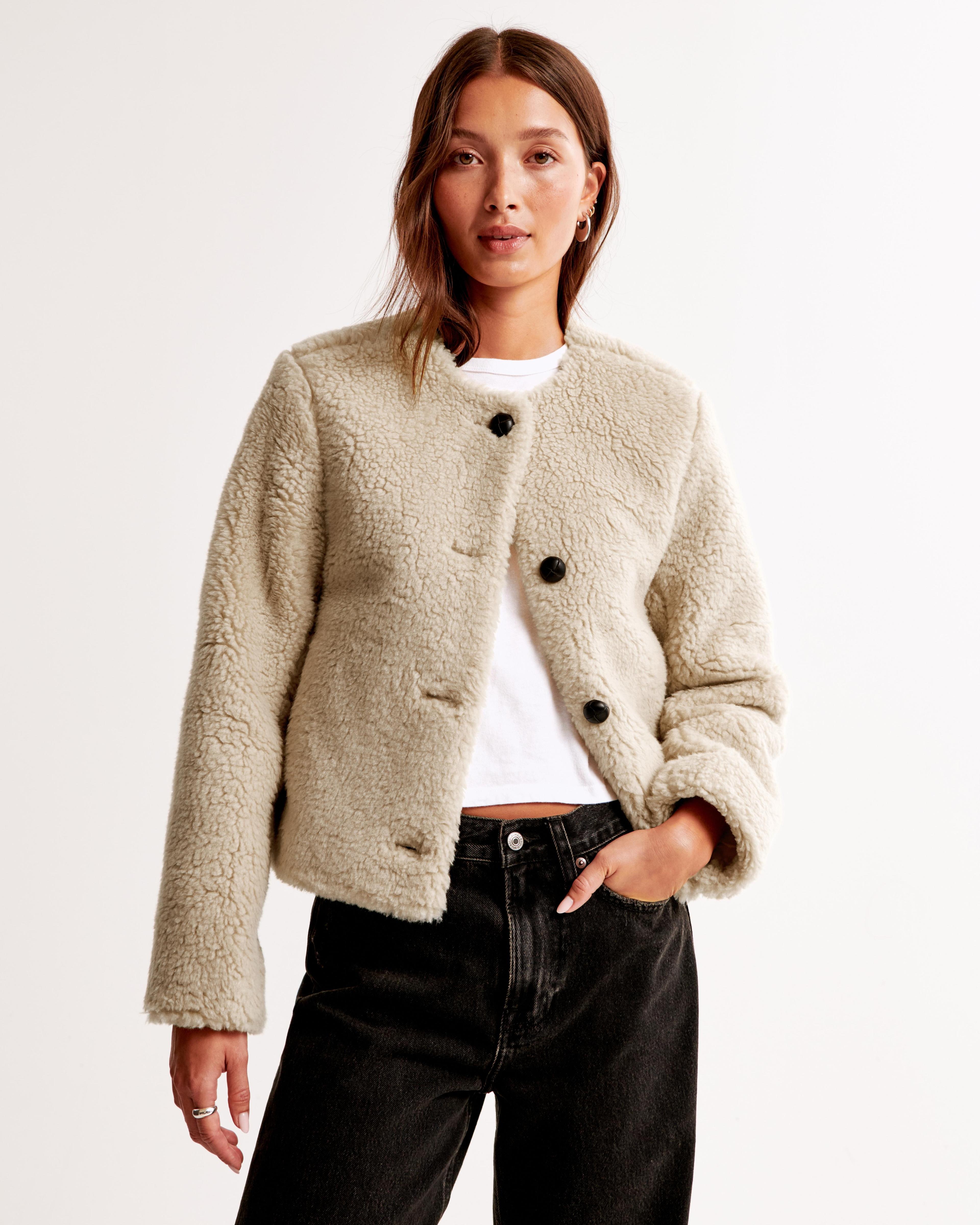 Collarless Sherpa Jacket Product Image