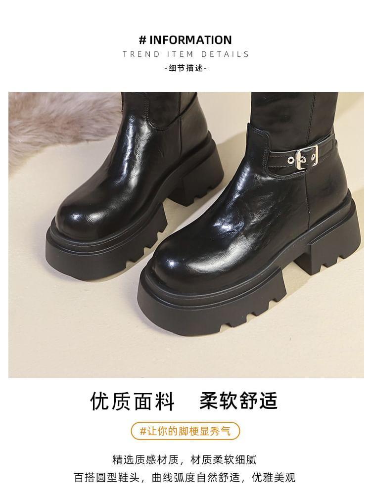 Platform Buckled Knee High Boots product image