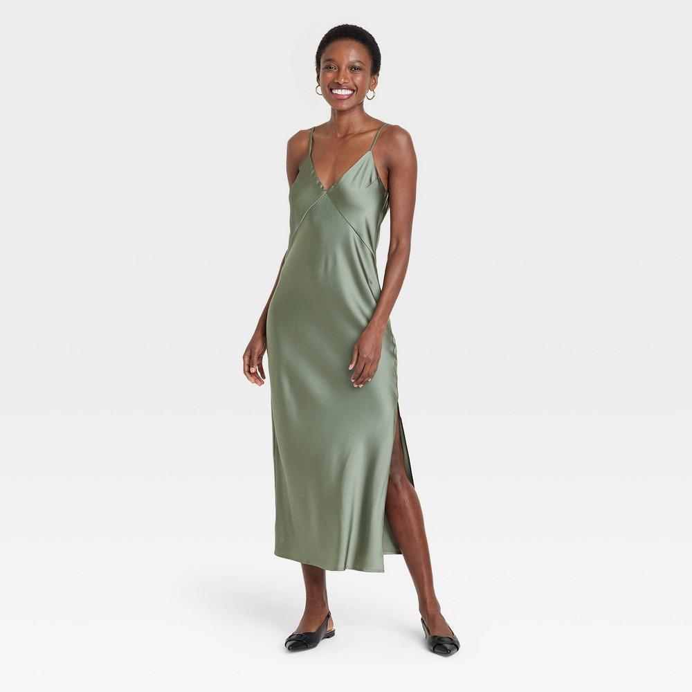 Womens Midi Slip Dress - A New Day Sage M Product Image