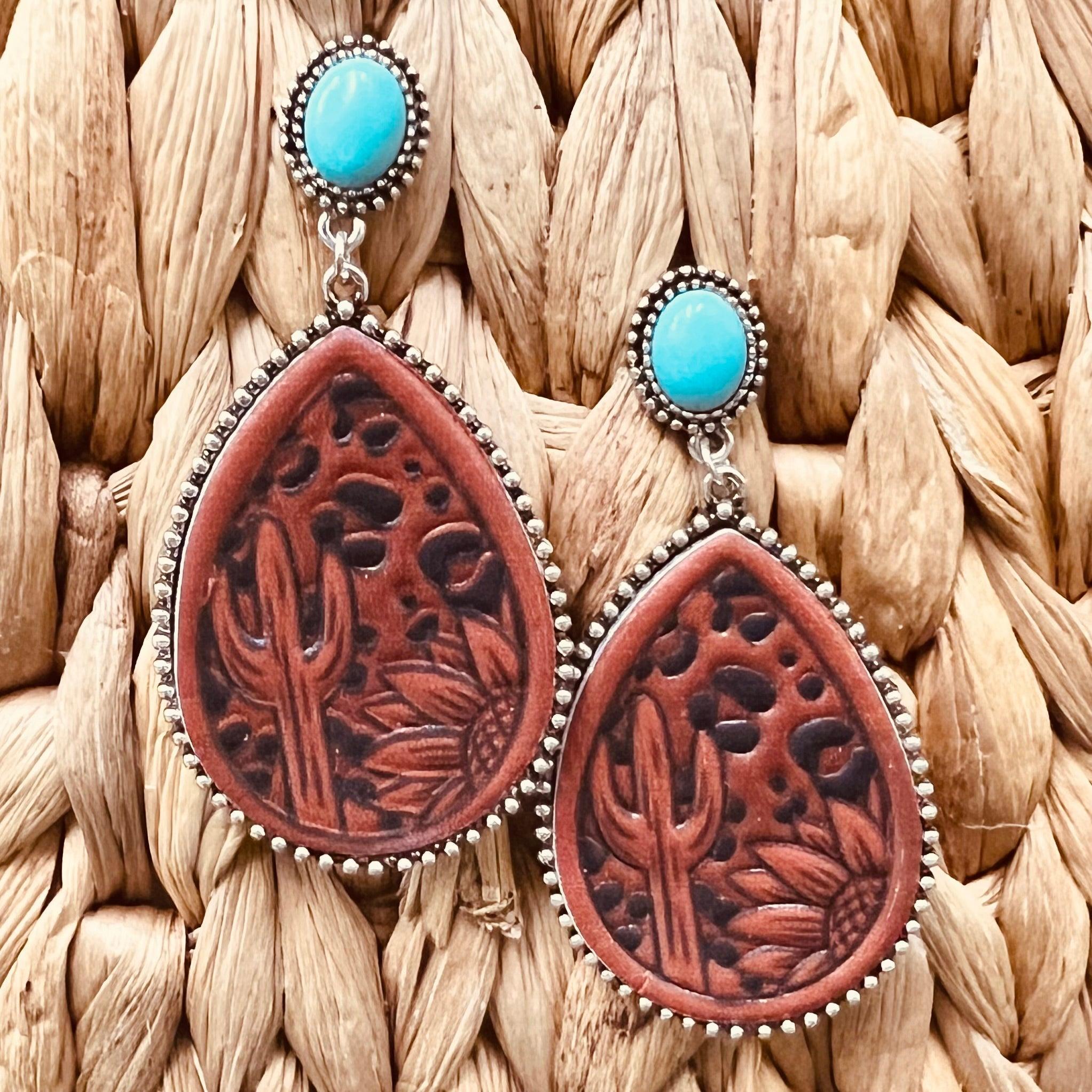 Leather Stamped Earrings Product Image