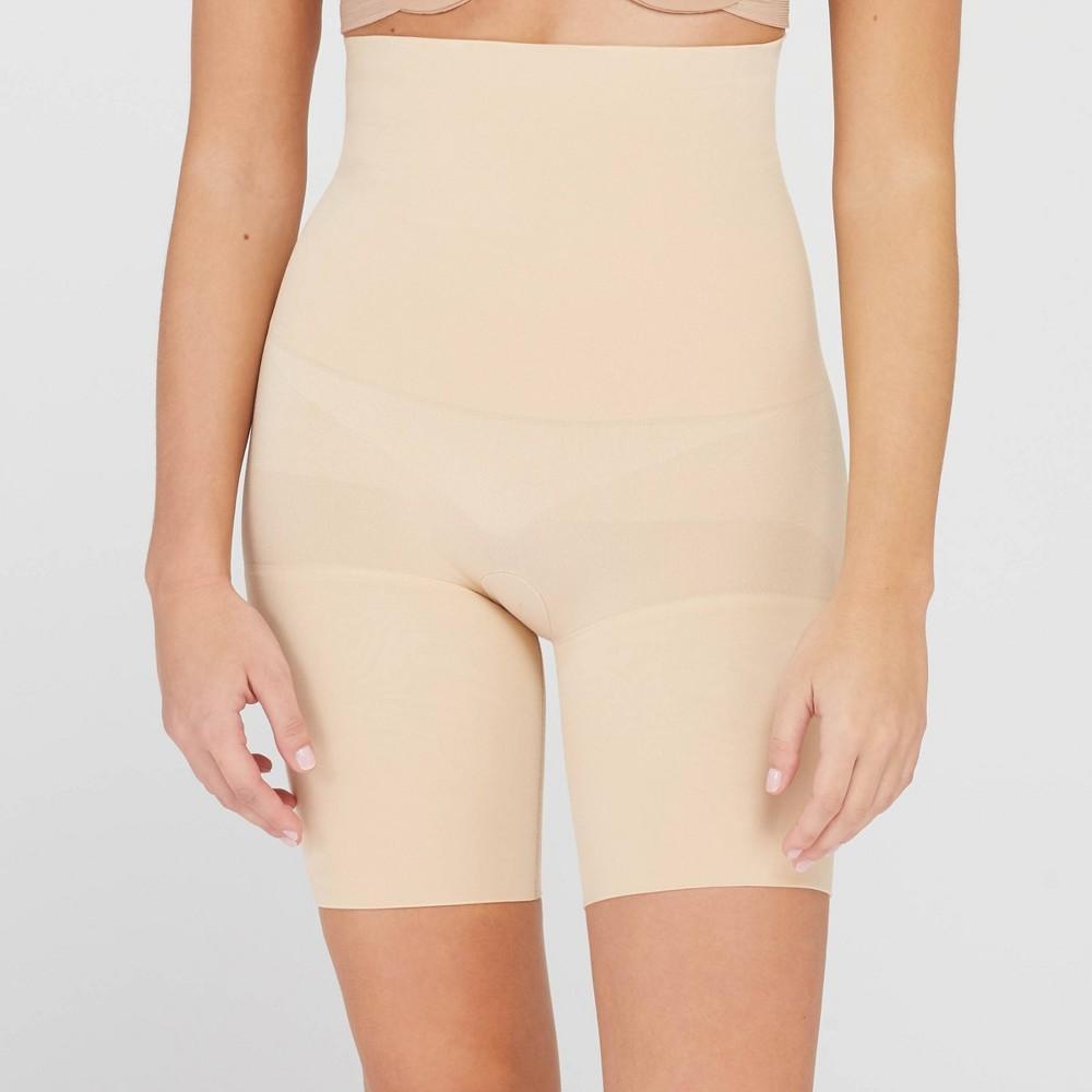 ASSETS by SPANX Womens Remarkable Results High-Waist Mid-Thigh Shaper - Light Beige M Product Image