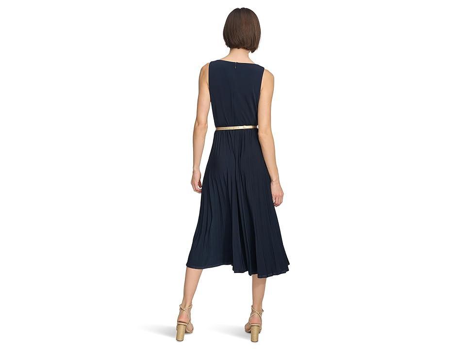 Women's Pleated Belted Midi Dress Product Image