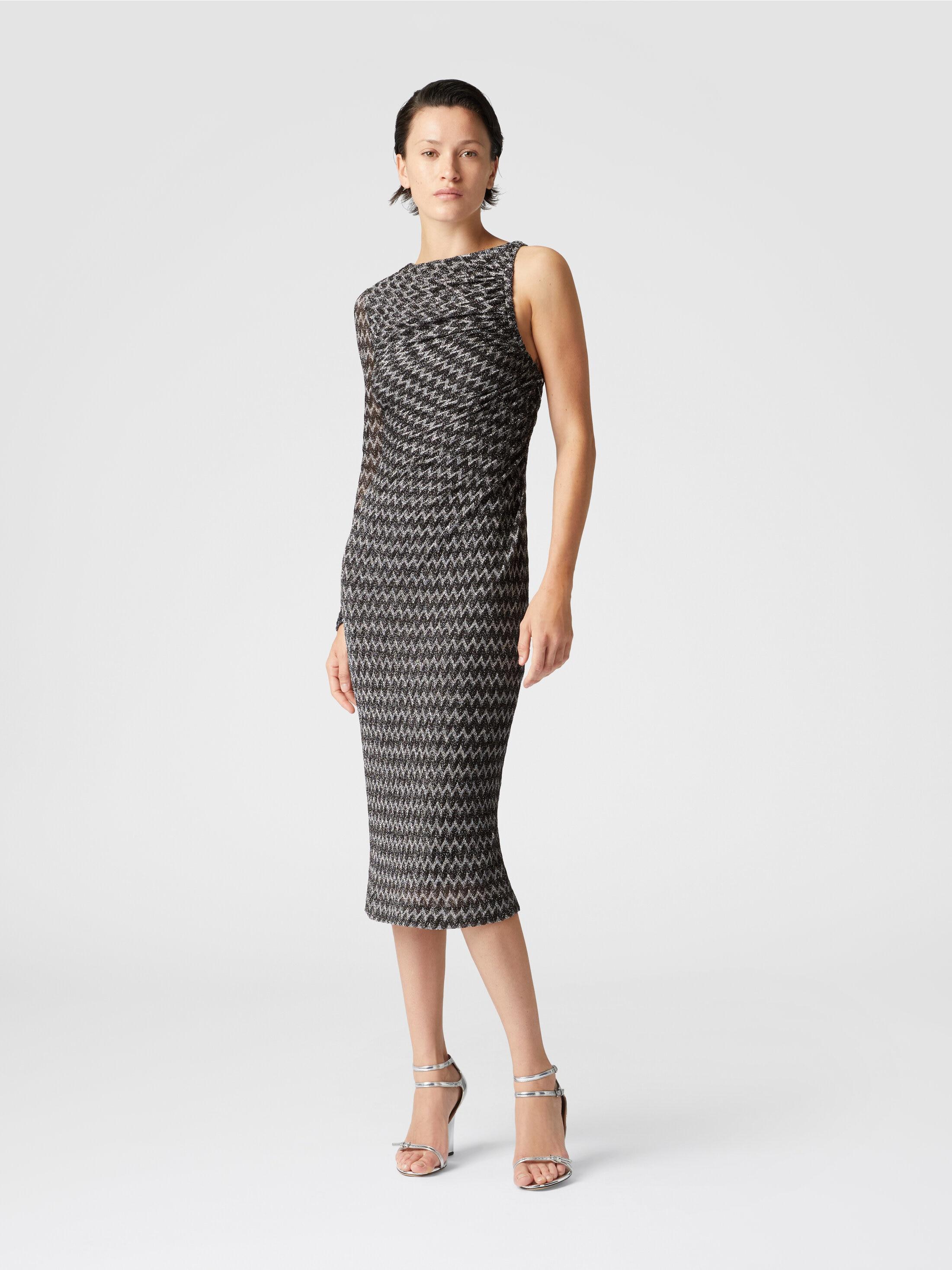 One-shoulder midi dress in lamé viscose Product Image