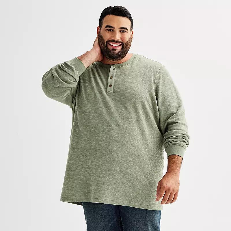 Big & Tall Sonoma Goods For Life Long Sleeve Textured Henley Tee, Mens Purple Product Image