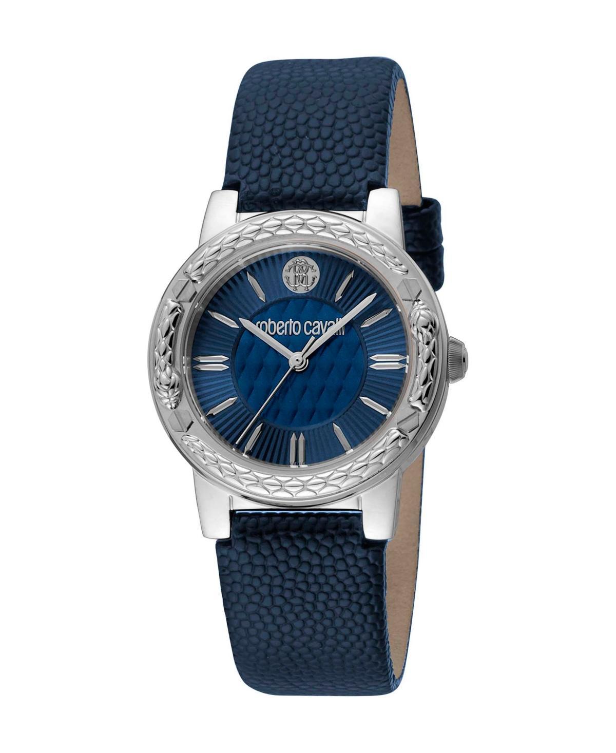 Roberto Cavalli Womens Quartz Blue Leather Watch 32mm Product Image