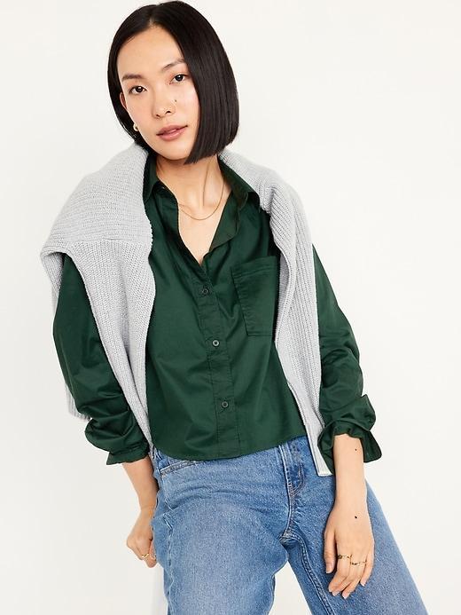 Button-Down Crop Shirt Product Image