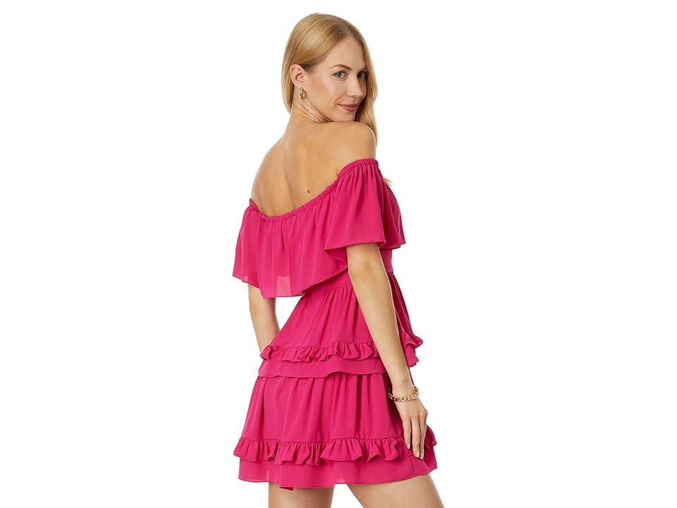 BCBGMAXAZRIA Off-the-Shoulder Cocktail Dress (Peacock) Women's Dress Product Image