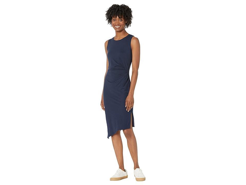 MICHAEL Michael Kors Petite Solid Crew Neck Drape Dress (Midnight ) Women's Clothing Product Image