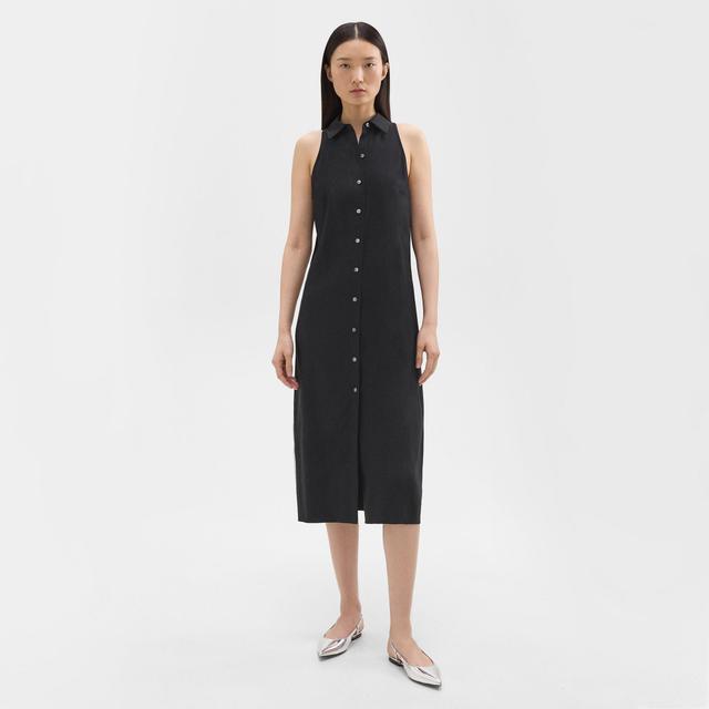 Linen-Viscose Halter Neck Shirt Dress | Theory Product Image