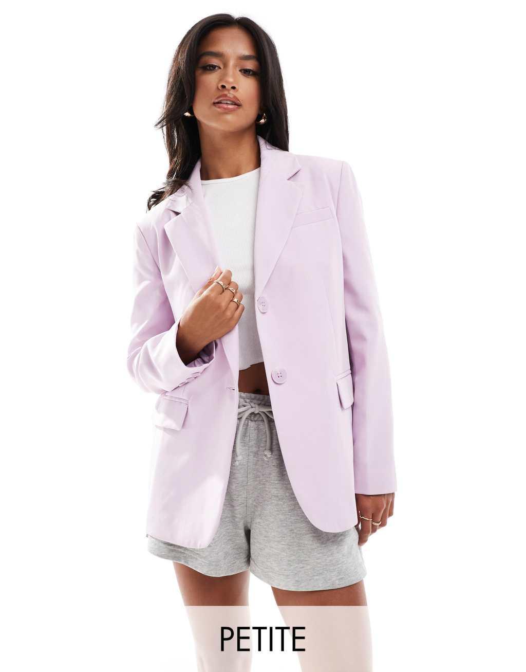 Miss Selfridge Petite oversized single breasted blazer in lilac product image