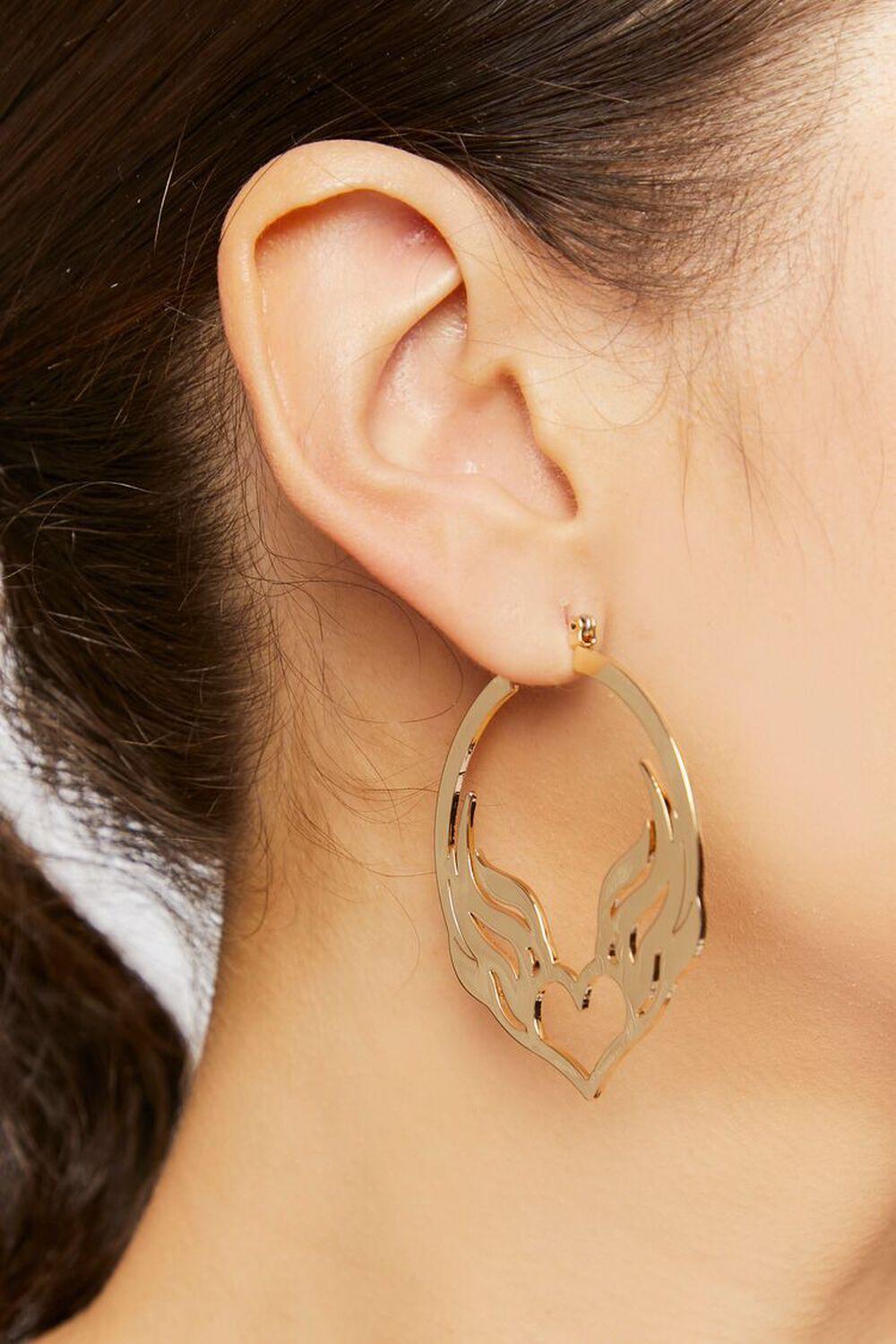 Winged Heart Hoop Earrings | Forever 21 Product Image