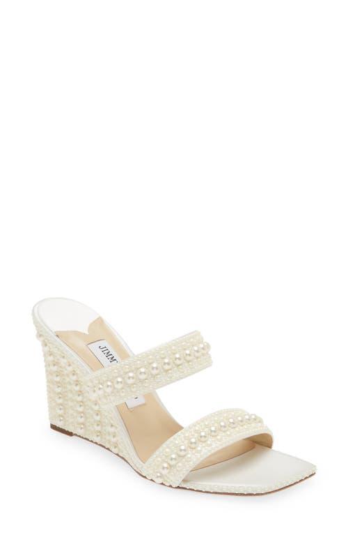 Womens Sacoria 85MM Faux Pearl-Embellished Wedge Sandals Product Image
