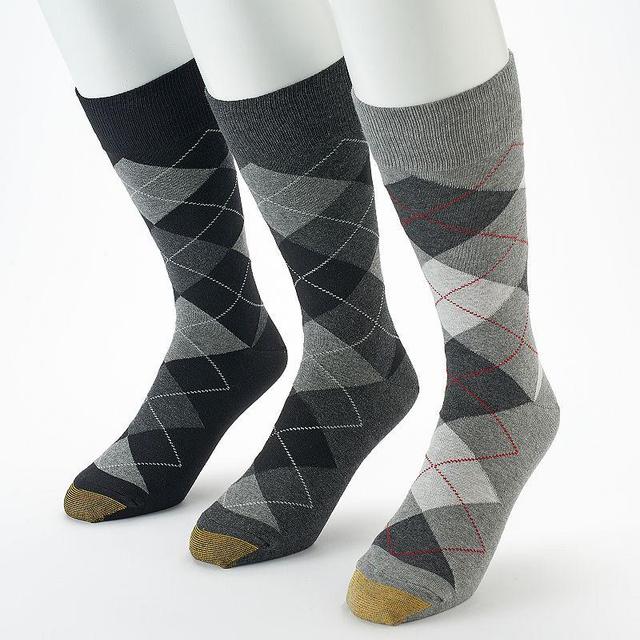 Mens GOLDTOE 3-pack Carlyle Argyle Crew Socks Brown Product Image