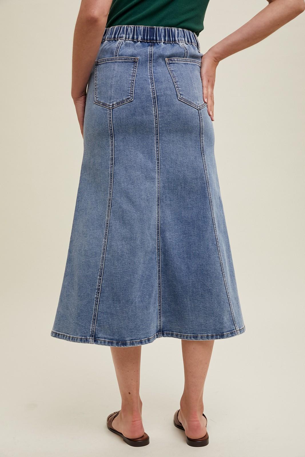 FLARE MIDI DENIM SKIRT Product Image