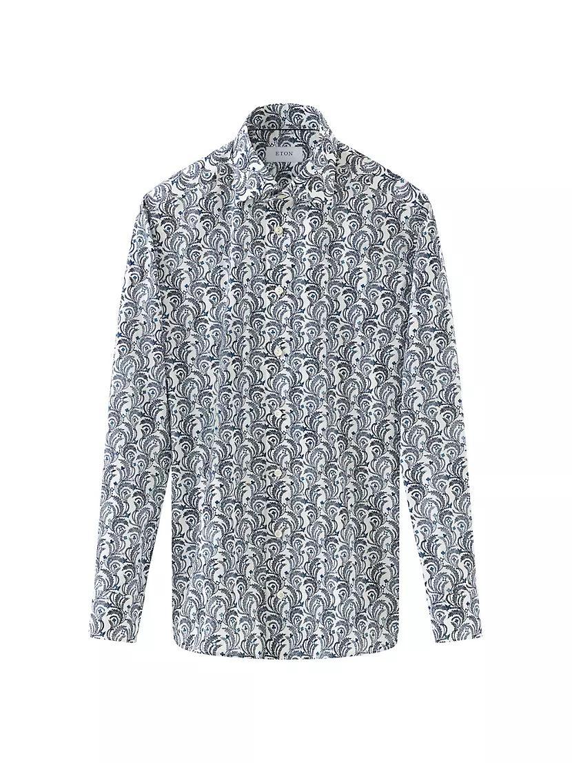 Slim-Fit Floral Cotton Button-Front Shirt Product Image