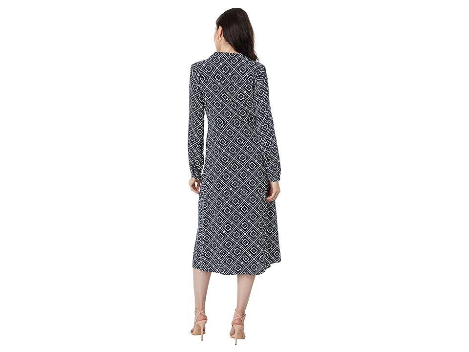 Tommy Hilfiger Long Sleeve Geo Maze Dress (Sky Captain/Ivory) Women's Clothing Product Image