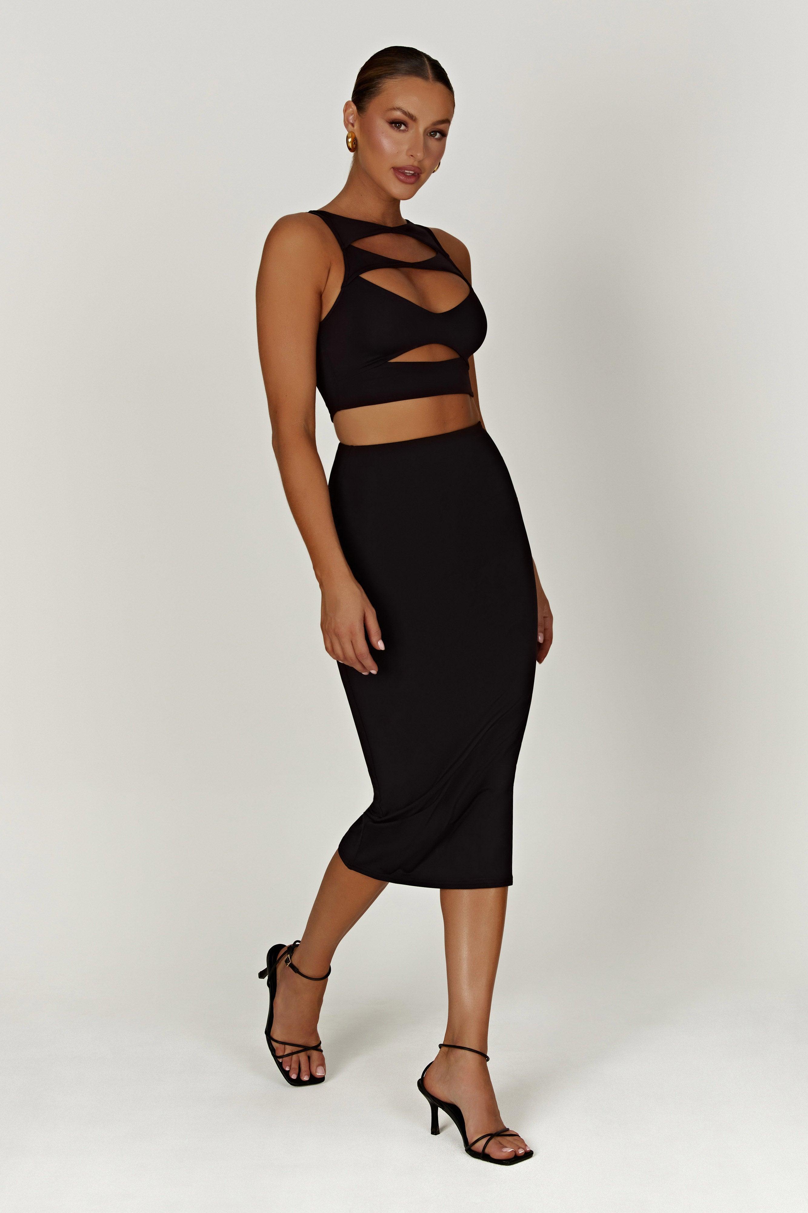 Chloe Cut Out Crop Top - Black Product Image