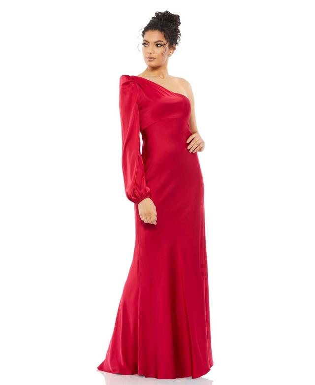 Mac Duggal Womens Ieena Charmeuse One Sleeve Trumpet Gown Product Image