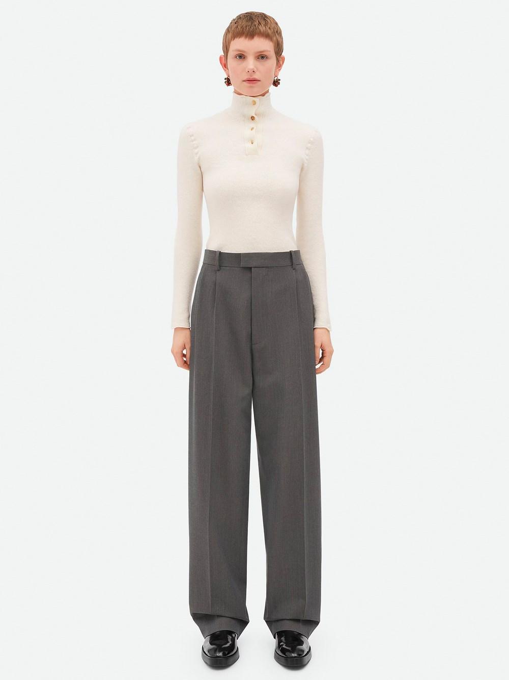 Light Wool Trousers In Gray Product Image