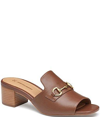 Johnston  Murphy Womens Edith Leather Bit Buckle Slide Sandals Product Image