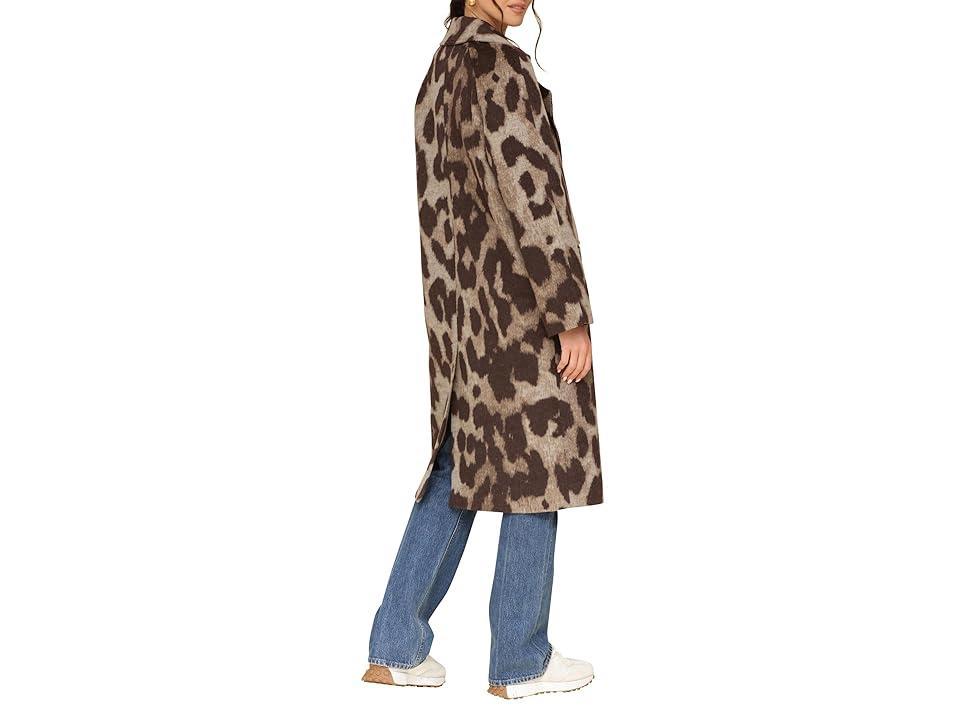 Avec Les Filles Leopard Print Relaxed Walker Coat (Brown Leopard) Women's Coat Product Image