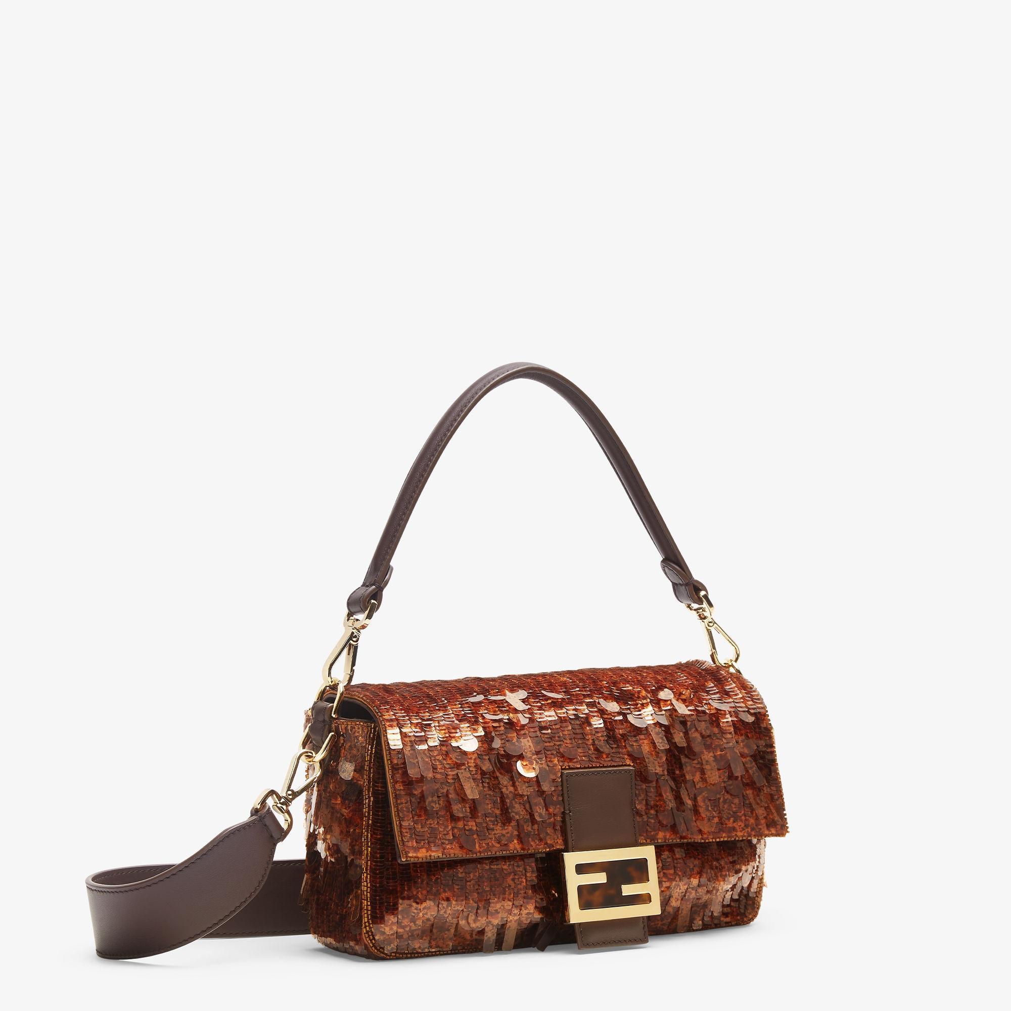 BaguetteBag embroidered with brown sequins Product Image