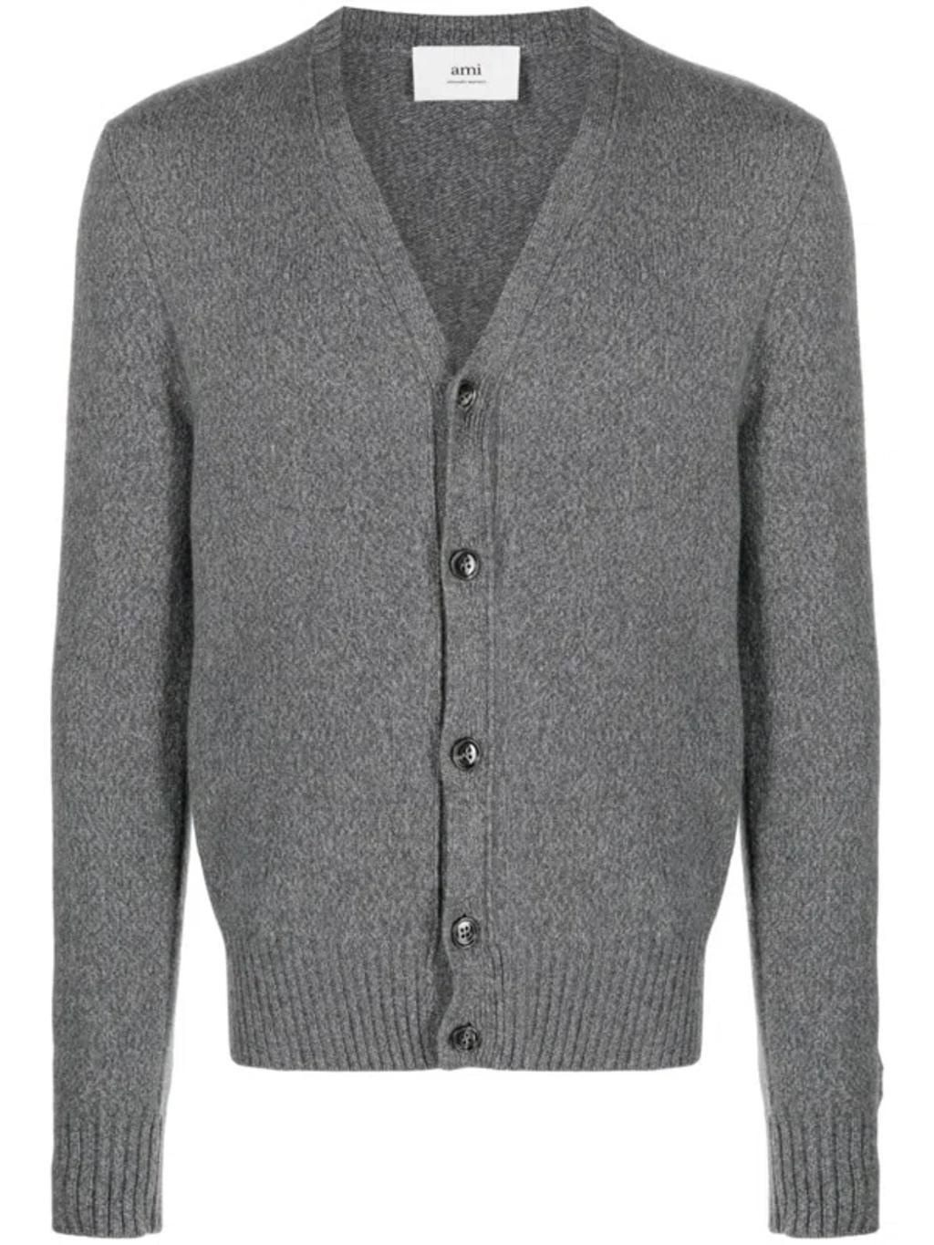 AMI ALEXANDRE MATTIUSSI Ami Paris Wool Cardigan In Grigio Product Image