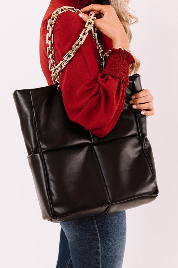 Date Night Faux Leather Tote In Black Product Image