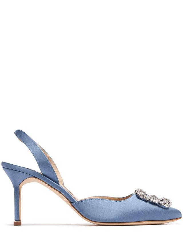 MANOLO BLAHNIK Hangisli 85mm Slingback Pumps In Light Blue Product Image