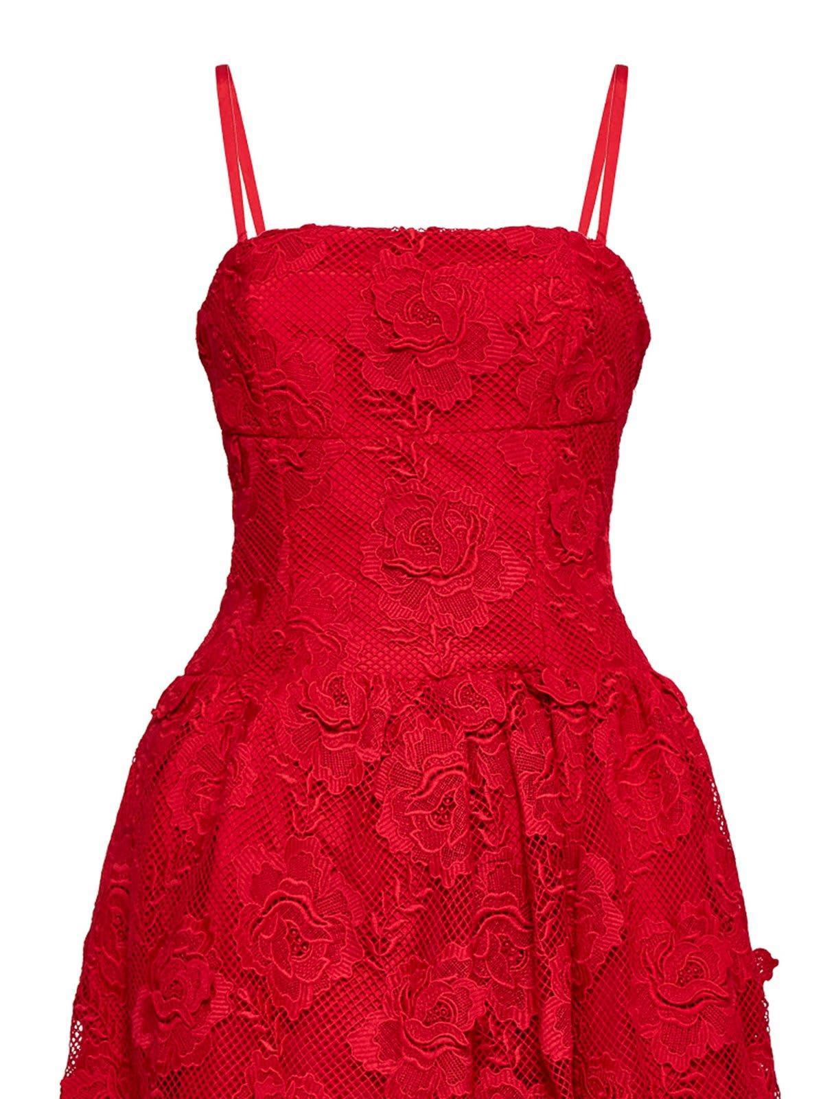 Lace Strapped Midi Dress In Red Product Image