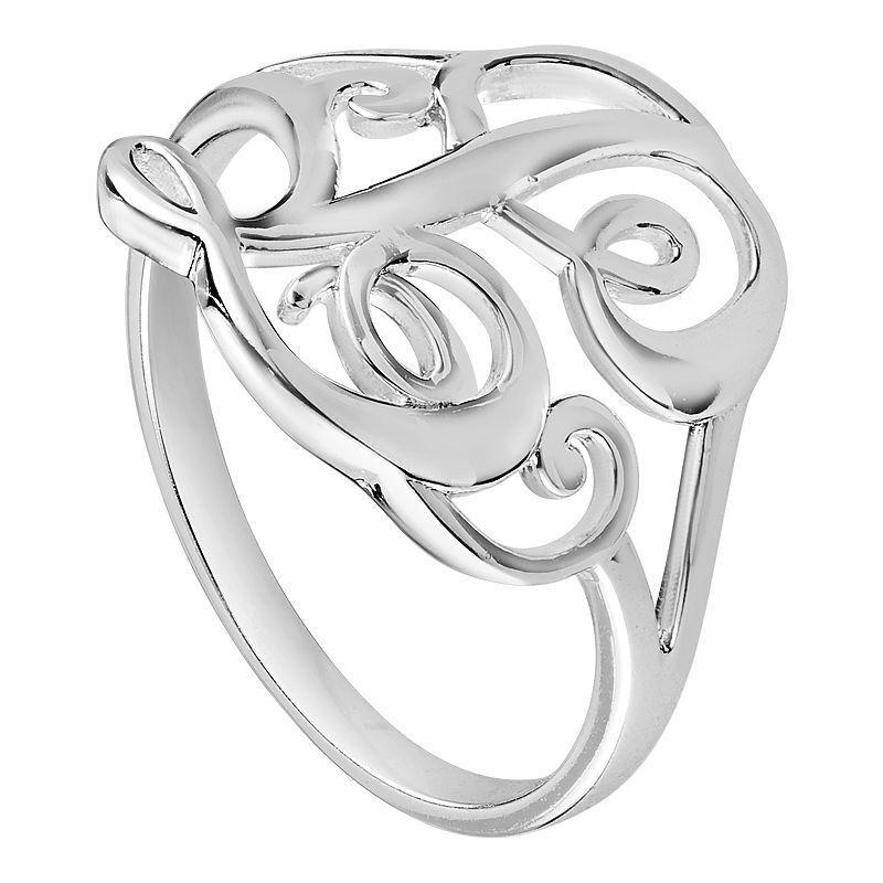 Womens PRIMROSE Sterling silver polished monogram initial B band ring size 7., Womens Grey Product Image