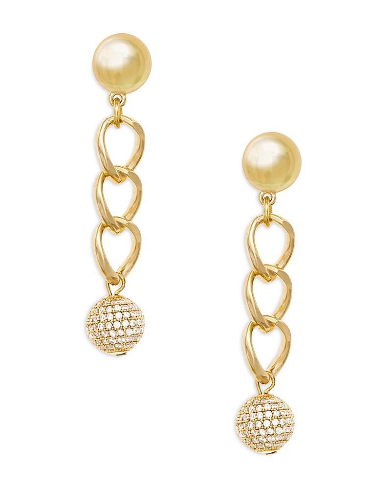 Womens Chain Dangle Crystal Ball 18K Gold-Plated Earrings Product Image