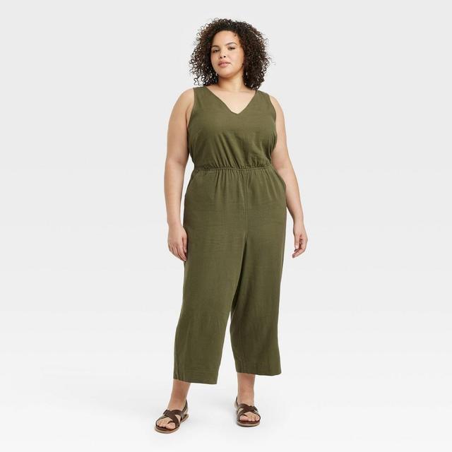 Womens Linen V-Neck Jumpsuit - Universal Thread 3X Product Image