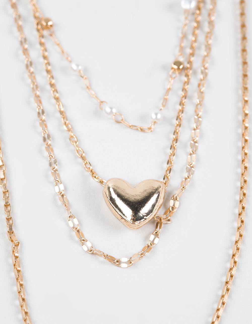 FULL TILT Layered Pearl/Heart Necklace Product Image