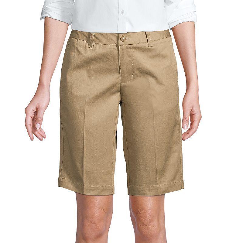 Womens Lands End Front Blend Chino Shorts Grey Product Image