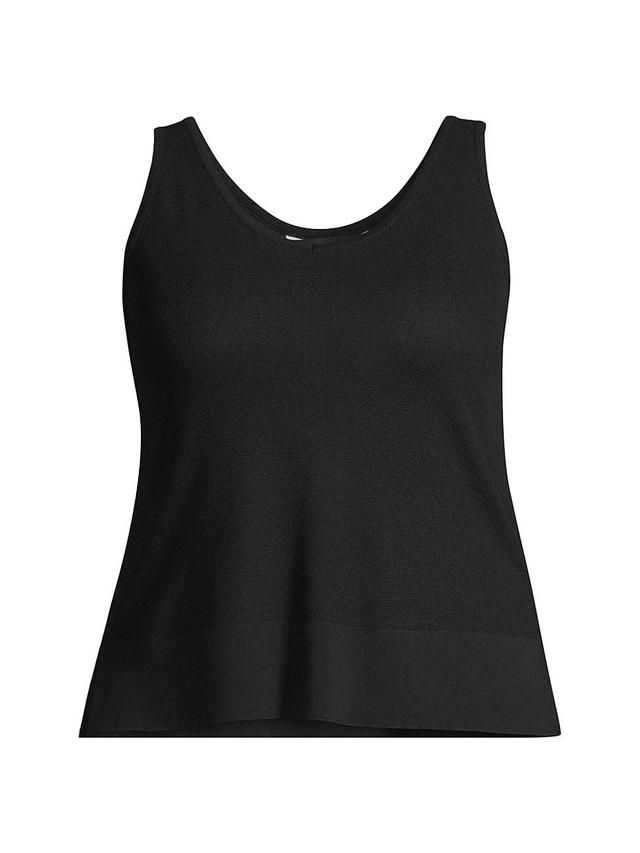 Plus Size V-Neck Tank - Side-Slit Soft Knit, Black Product Image