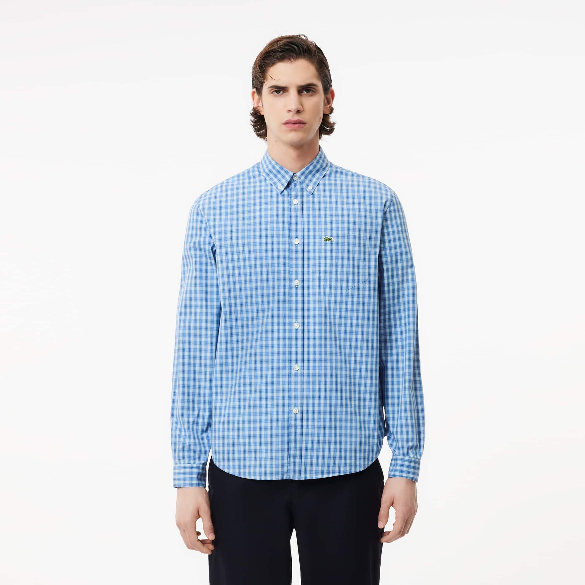 Men's Regular Fit Plaid Poplin Shirt Product Image