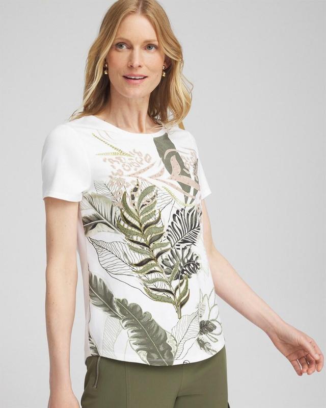 Women's Embroidered Leaves Tee Product Image