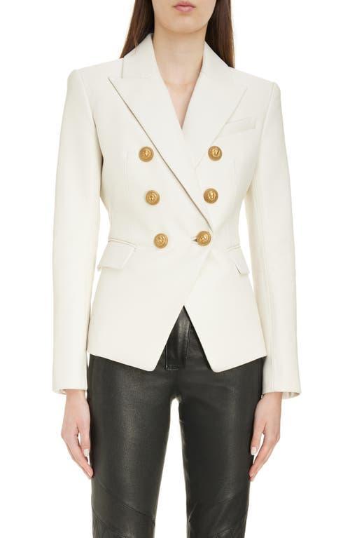 Balmain Fitted Double Breasted Leather Blazer Product Image