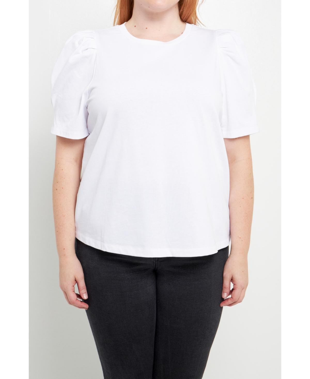 Womens Plus size Short Puff Sleeve Knit Top product image