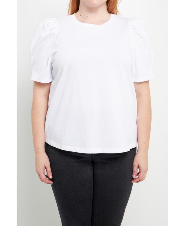 Womens Plus size Short Puff Sleeve Knit Top Product Image