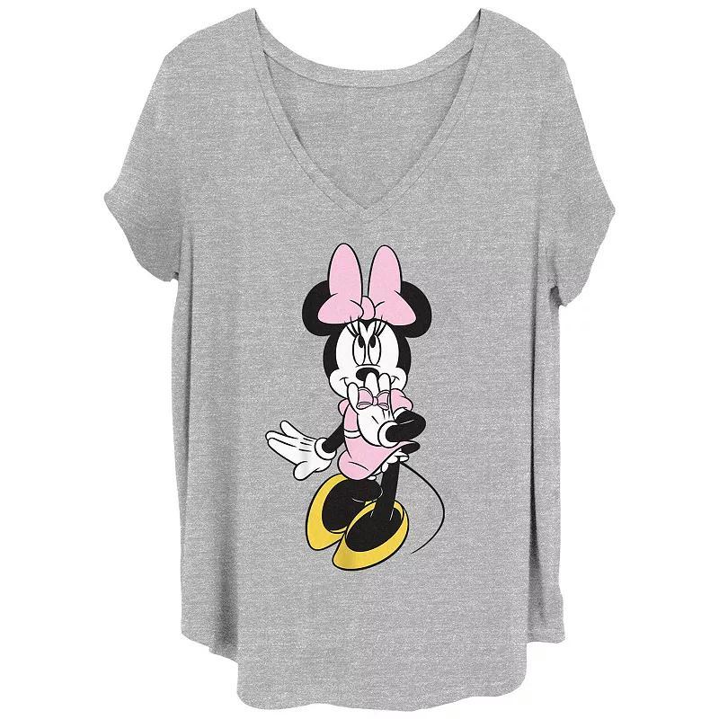 Disneys Minnie Giggle Juniors Plus Graphic Tee, Womens Grey Gray Product Image