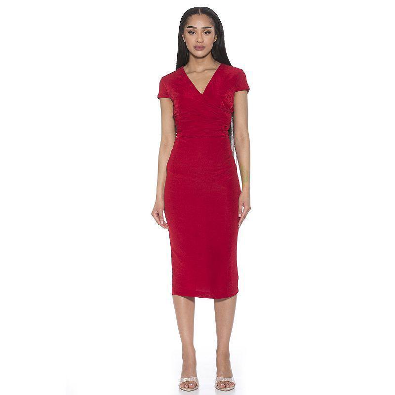 Womens ALEXIA ADMOR Orine Draped Cap Sleeve Sheath Dress Product Image