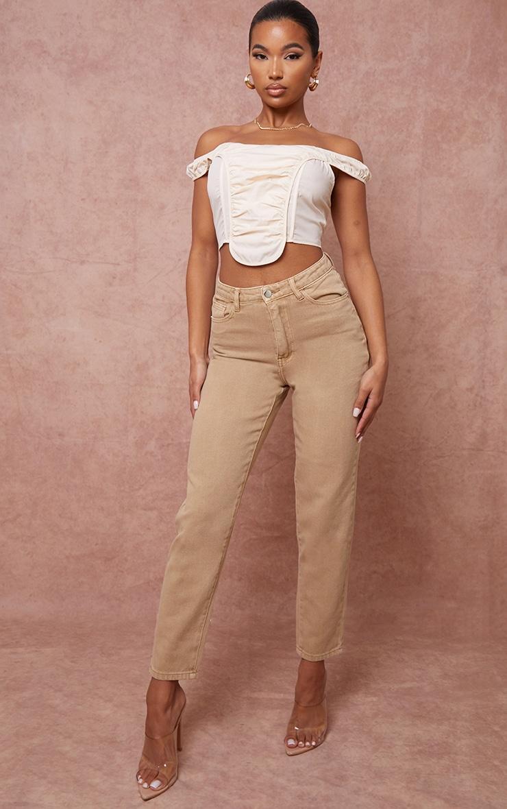 PRETTYLITTLETHING Tan Mom Jeans Product Image