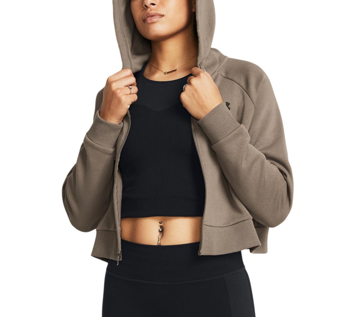 Under Armour Womens Rival Fleece Cropped Zippered Hoodie Product Image