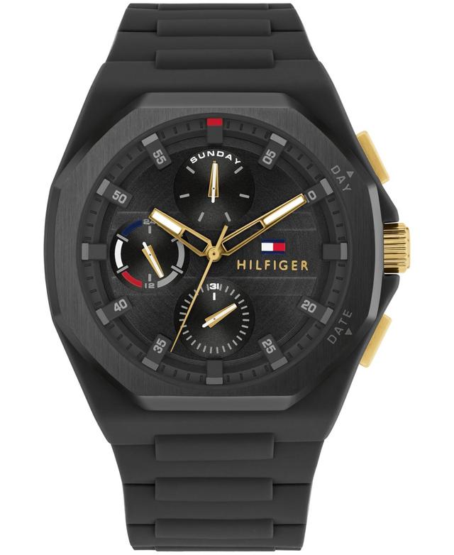 Tommy Hilfiger Mens Multifunction Black Silicone Watch 44mm - Black Product Image