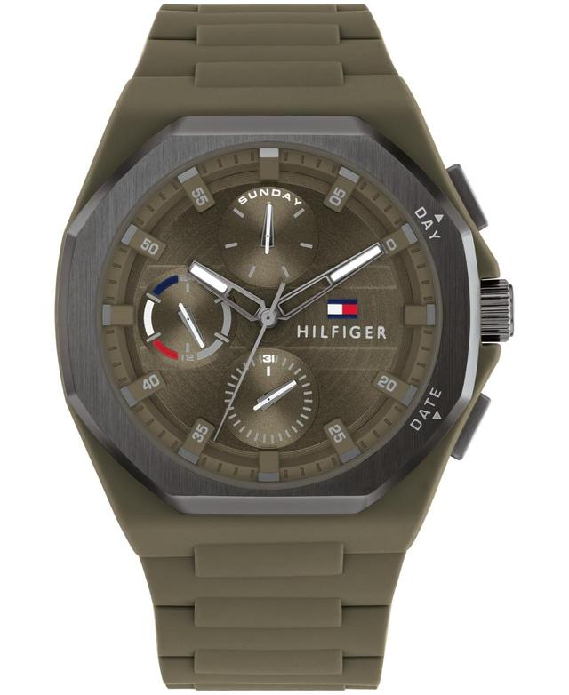 Tommy Hilfiger Mens Multifunction Green Silicone Watch 44mm - Green Product Image