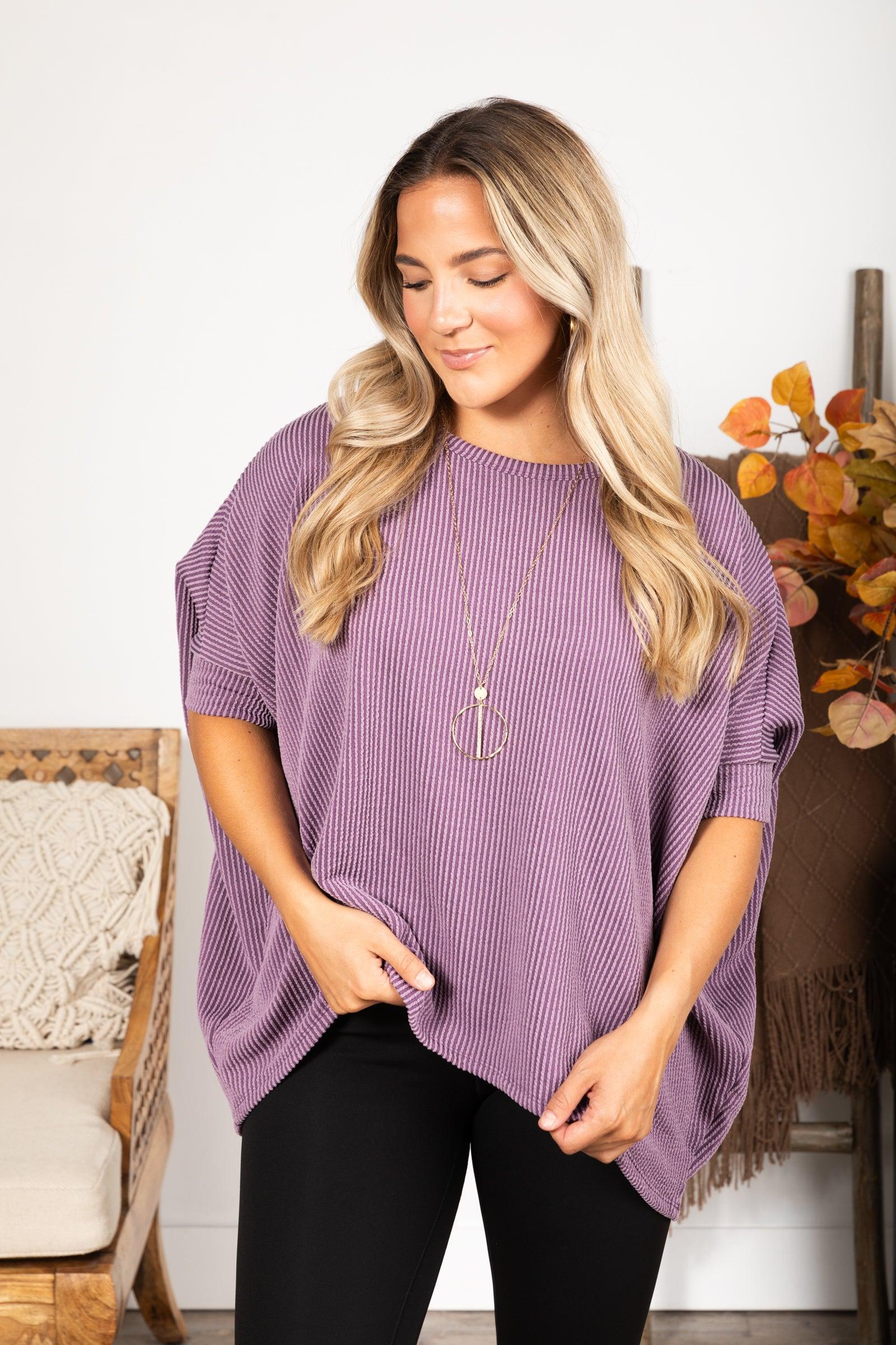 Solid Raised Ribbed Dolman Sleeve Knit Top Product Image